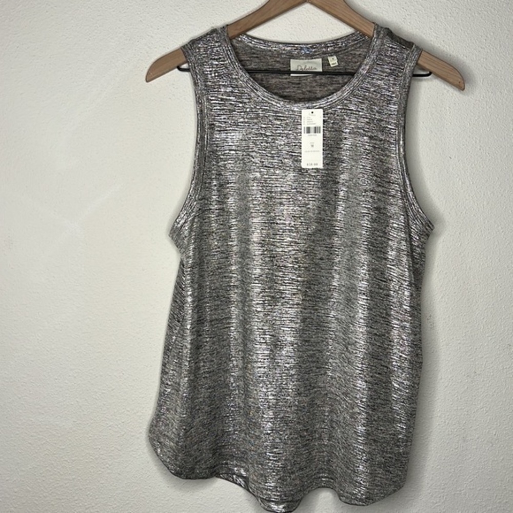 Anthropologie Deletta Silver Sleeveless Top, size M NWT